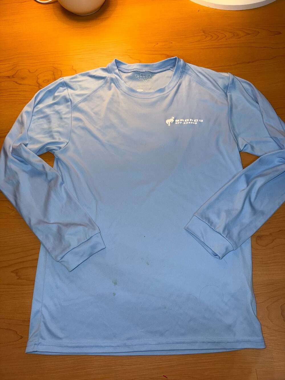 Bronco Off-Roadeo Long Sleeve Performance Shirt Size S Light Blue